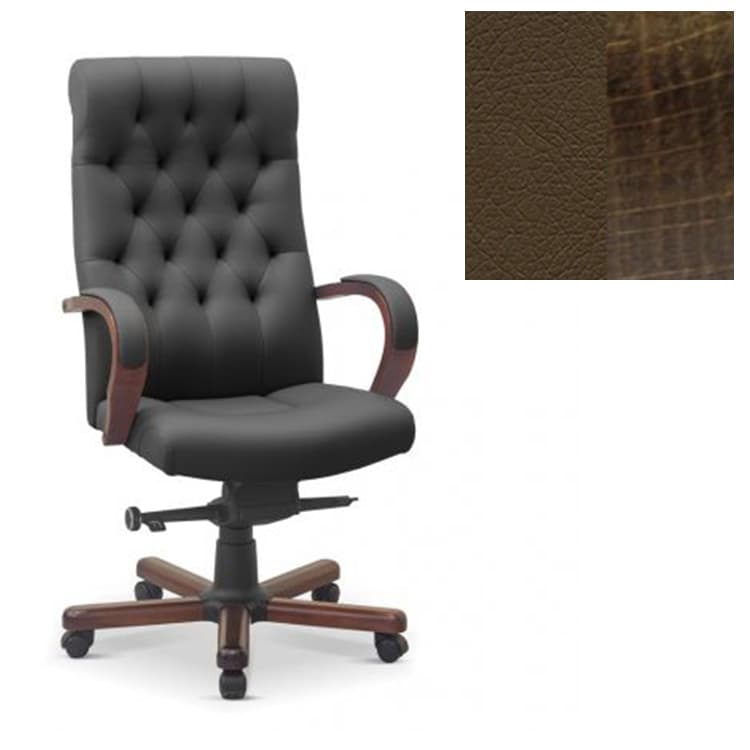 Кресло руководителя Юнитекс Status eco экокожа премиум коричневая CN1116/дерево-тёмный орех аида