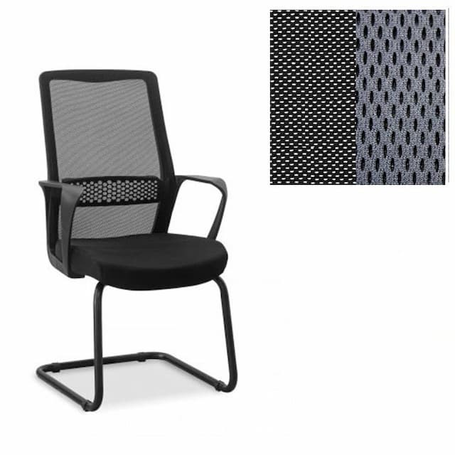 Кресло посетителя Юнитекс Space S на раме сетка/ткань TW черная/серая