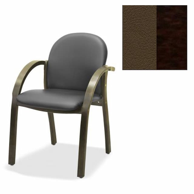 Офисный стул Юнитекс Джуно люкс экокожа премиум коричневая CN1116/дерево-венге