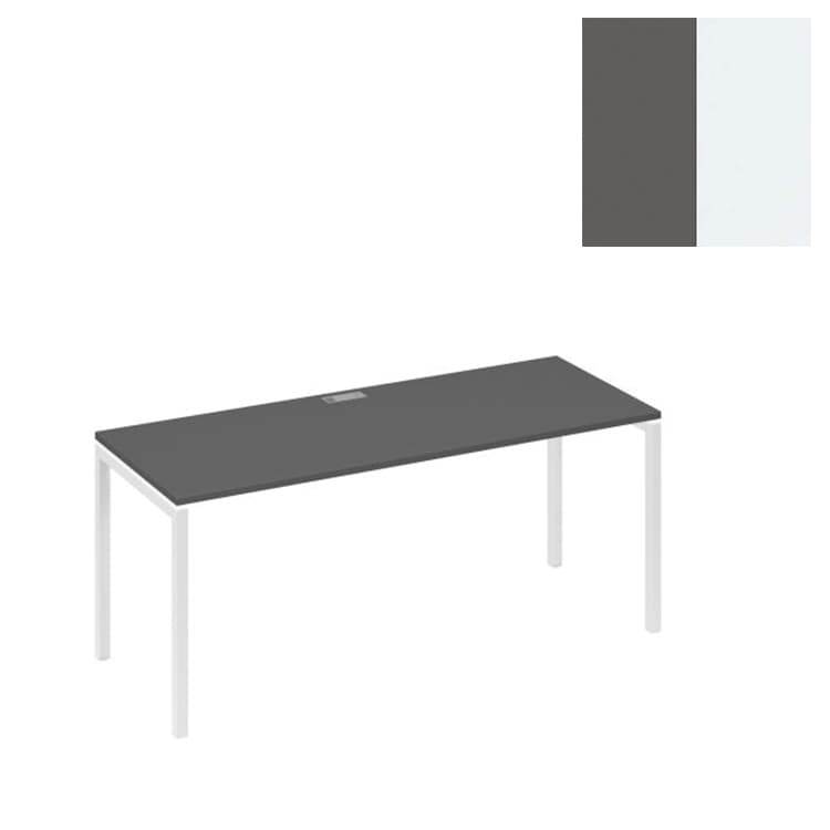 Стол письменный Юнитекс А4 на металлокаркасе DUE А4 Б2 016 АР (180x70x75) антрацит премиум/металлокаркас белый