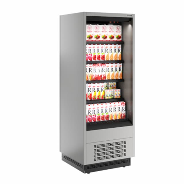 Витрина холодильная Carboma FC20-07 VM 0,7-2 0300 боковина металлическая (9006-9005) Cube 2 открытая