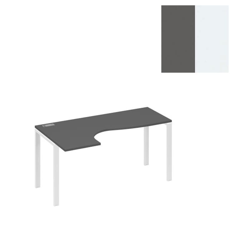 Стол эргономичный левый Юнитекс А4 "Классика" на металлокаркасе UNO А4 Б1 035 АР (160x90x75) антрацит премиум/металлокаркас белый