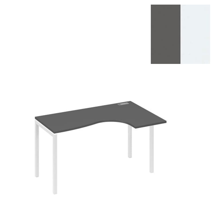 Стол эргономичный правый Юнитекс А4 "Классика" на металлокаркасе DUE А4 Б2 034 АР (140x90x75) антрацит премиум/металлокаркас белый