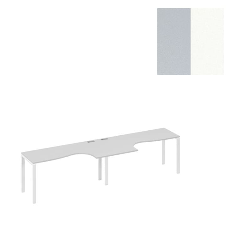 Рабочая станция Юнитекс А4 столы Классика каркас UNO (2х160) А4 Б1 035-2 СЕ (320x90x75) серый/металлокаркас белый
