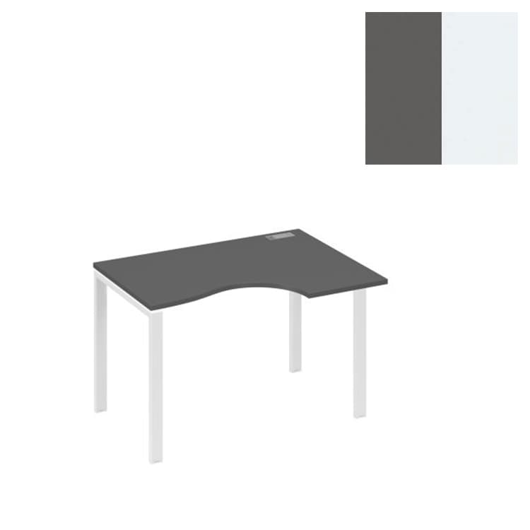 Стол эргономичный правый Юнитекс А4 "Классика" на металлокаркасе UNO А4 Б1 042 АР (120x90x75) антрацит премиум/металлокаркас белый