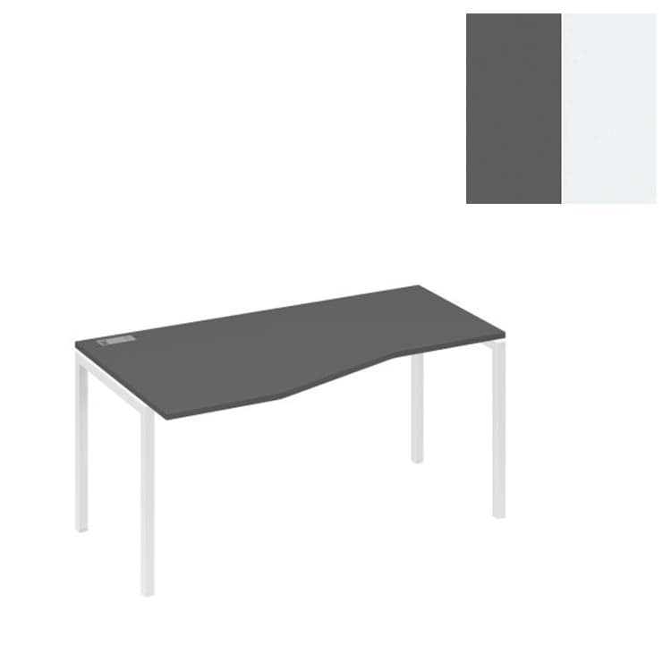 Стол эргономичный левый Юнитекс А4 "Техно" на металлокаркасе DUE А4 Б2 065 АР (160x90x75) антрацит премиум/металлокаркас белый