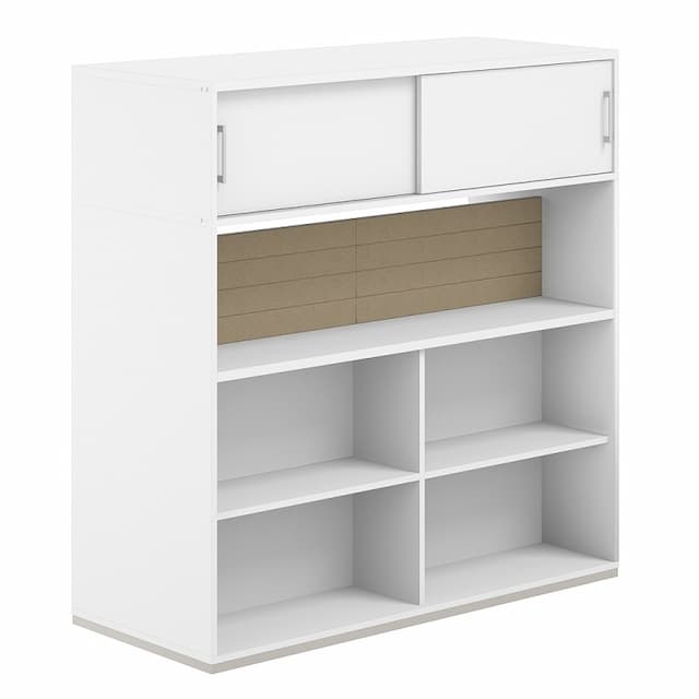 Стеллаж-комбо 1638 двухсторонний Norden Allegro AG.256.110.656.BG с антресолью и с экраном тканевым низким