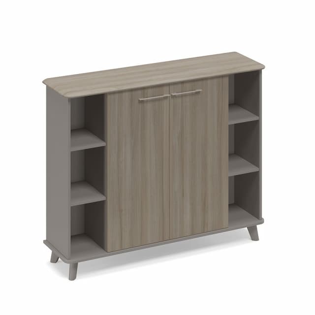 Шкаф средний полузакрытый греденция Юнитекс ТМ 342 МП/ВЛ/ВЛ мокко премиум (корпус) / вяз либерти (столешница, топ, фасад)