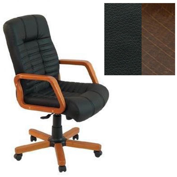 Кресло Юнитекс Атлант HW экокожа премиум черная CN1114/дерево-орех