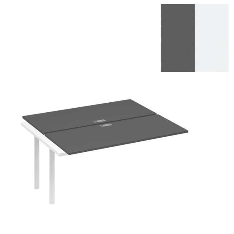 Секция стола станции Юнитекс А4 (2х160) с каркасом TRE А4 Б3 175-1 АР (160x144x75) антрацит премиум/металлокаркас белый