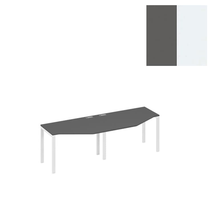 Рабочая станция Юнитекс А4 на каркасе UNO (2х120) столы Техно А4 Б1 051-2 АР (240x90x75) антрацит премиум/металлокаркас белый