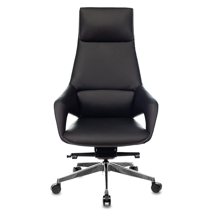 Кресло руководителя Бюрократ DAO-2 черный кожа с подголов. крестов. алюминий