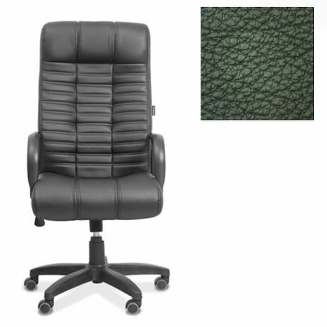 Кресло для руководителя Юнитекс Атлант натуральная кожа с компаньоном зеленая