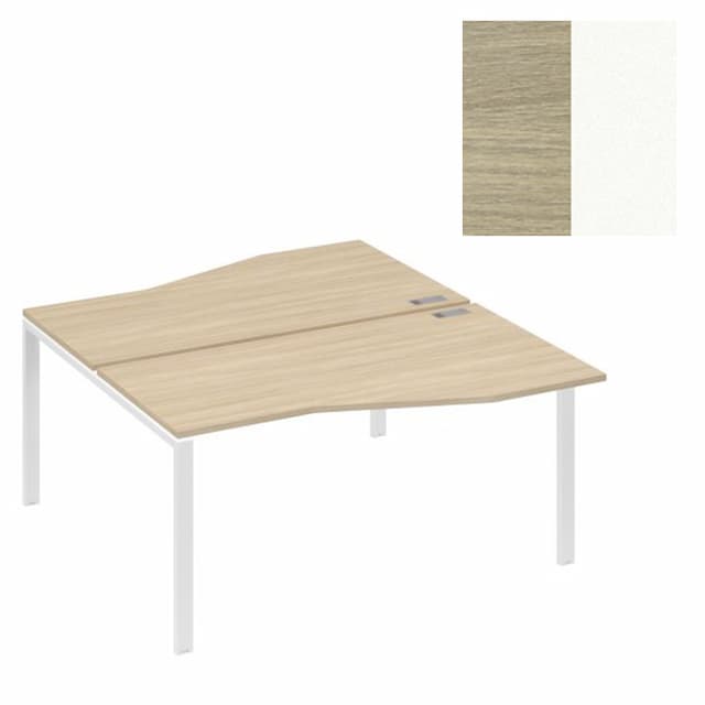 Рабочая станция Юнитекс А4 столы Техно" каркас UNO (2х160) А4 Б1 191 ДК (160x184x75) дуб скандинавский/металлокаркас белый
