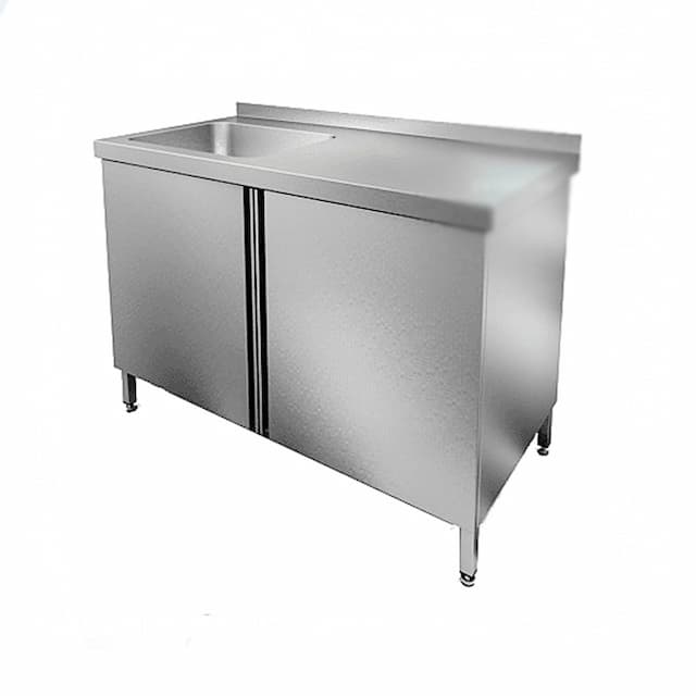 Стол производственный с распашными дверцами и моечной ванной Hicold НСЗ1М-12/7БЛ