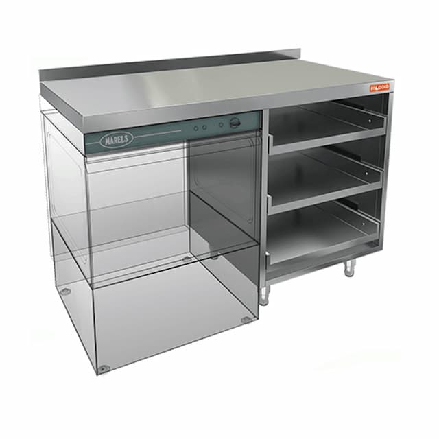 Стол для корзин с бокалами и крылом под посудомойку и бортом Hicold НБМКБКП-12/5БЛ